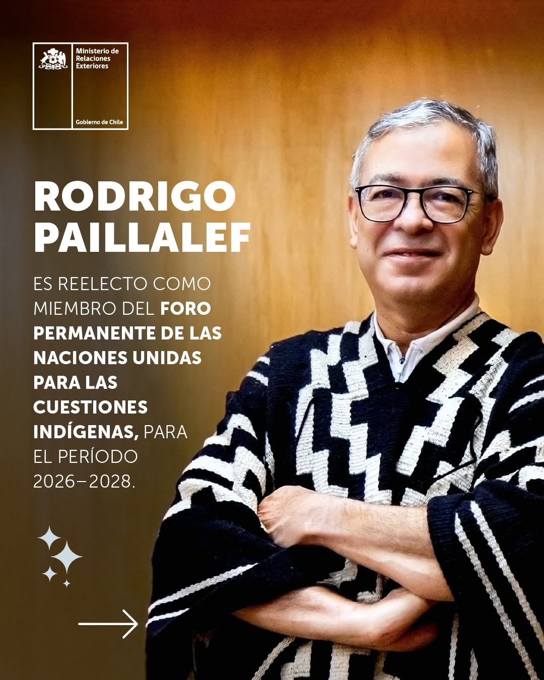 Rodrigo Paillalef,  reelegido en el Foro Permanente de Cuestiones Indígenas de las Naciones Unidas